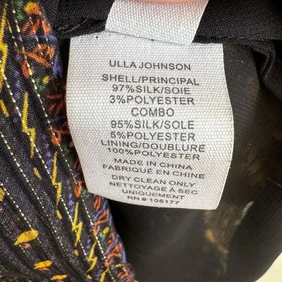 Ulla Johnson Nyssa Sleeveless Floral Silk Dress in Noir Size 0 - Picture 12 of 15